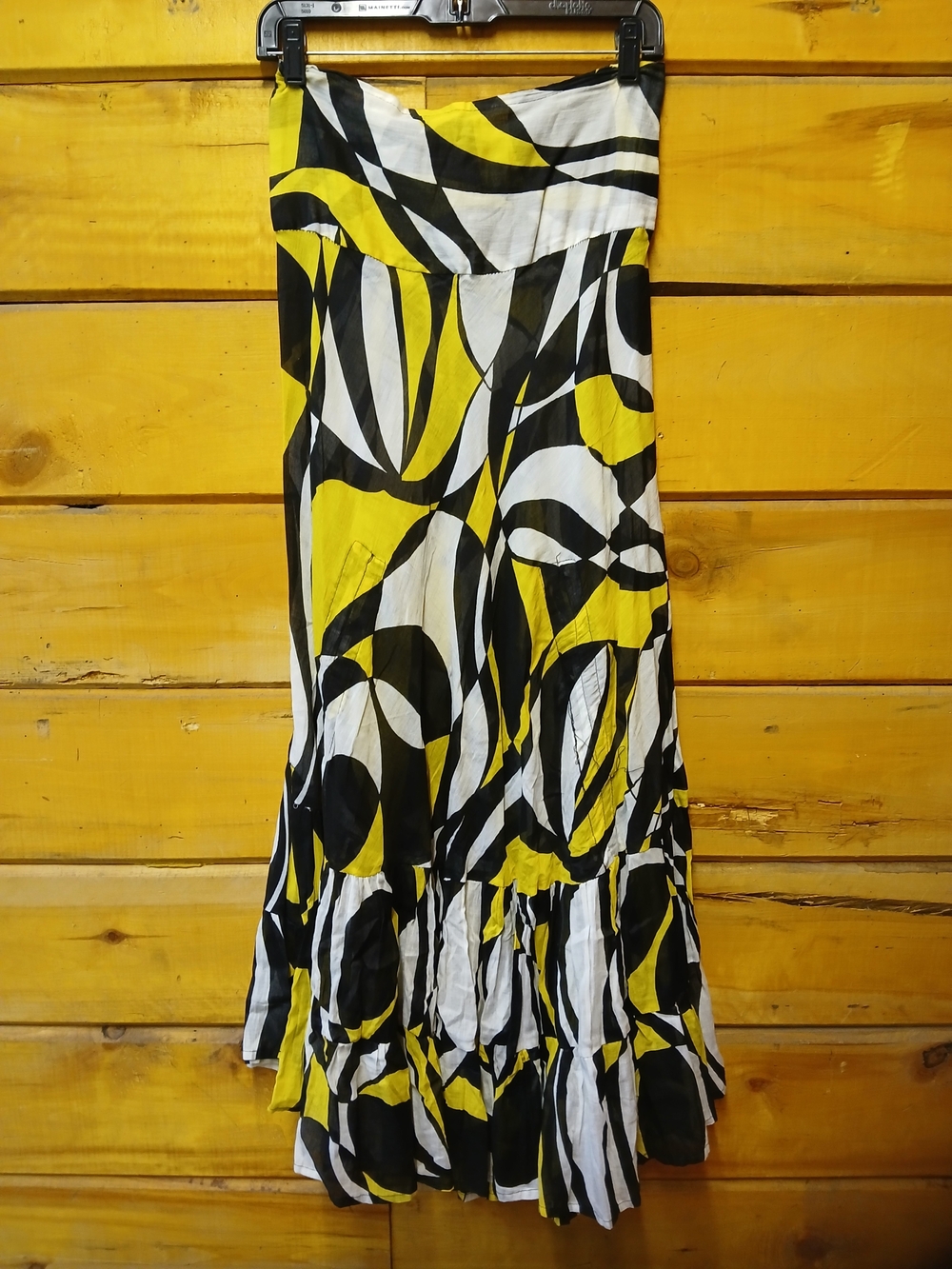 Bold Yellow Black White Abstract Maxi Dress.